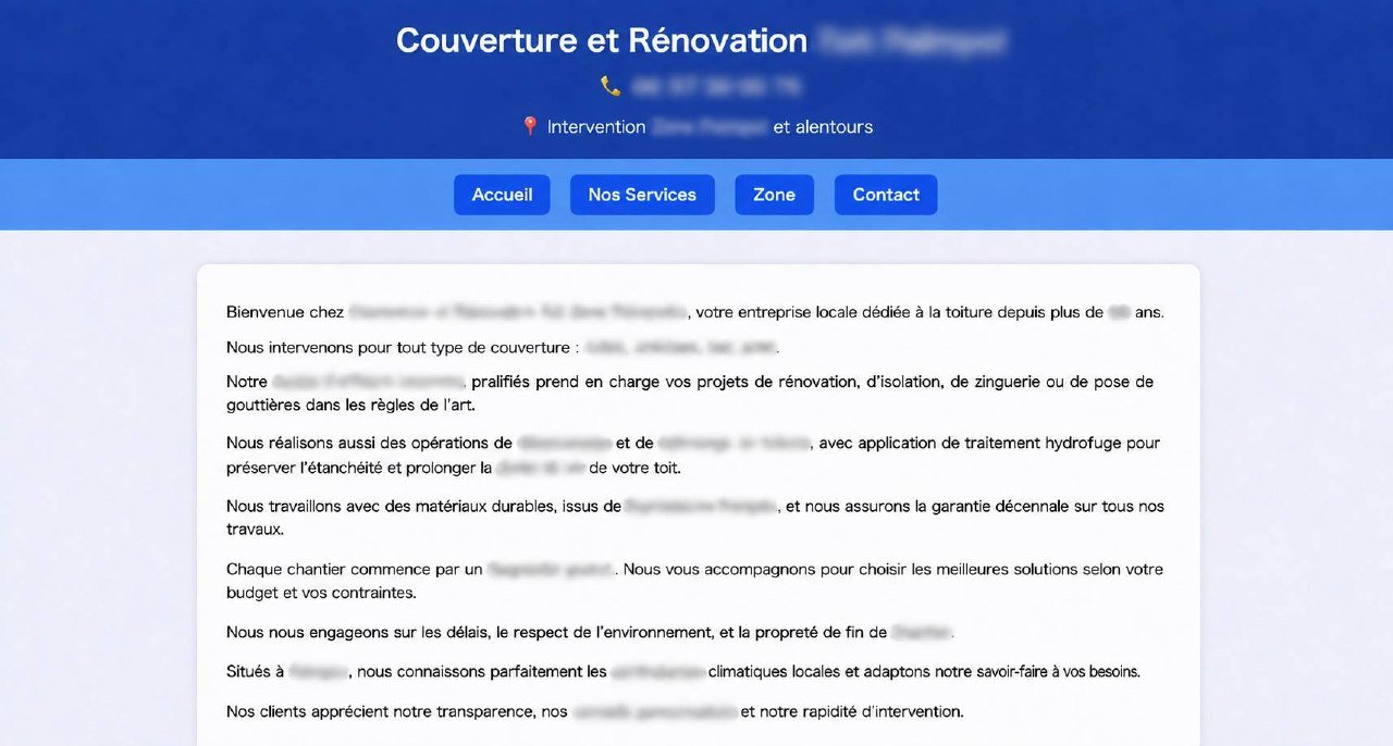 Site avant : template générique, mal optimisé